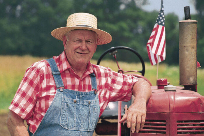 Amerikansk bonde med traktor.