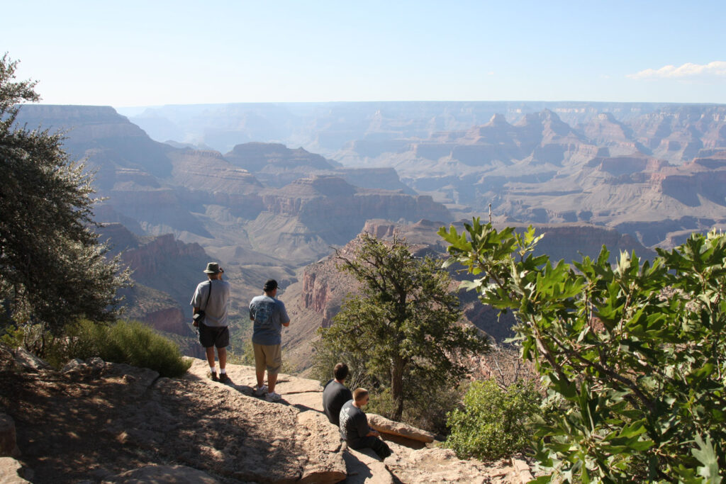 Människor tittar ut över Grand Canyon.