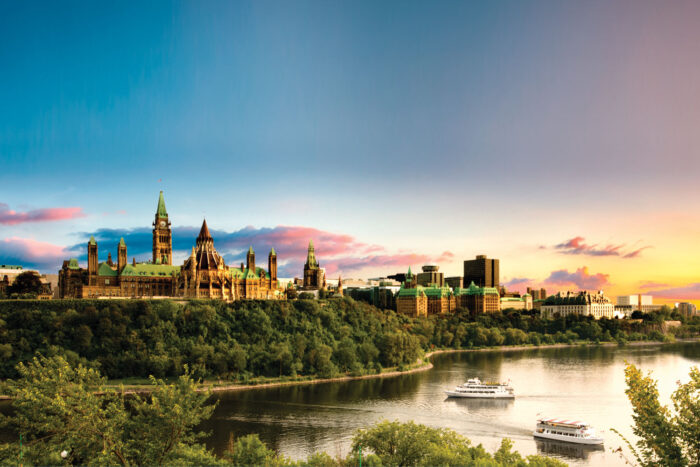 Vy över Parliament Hill i Ottawa.