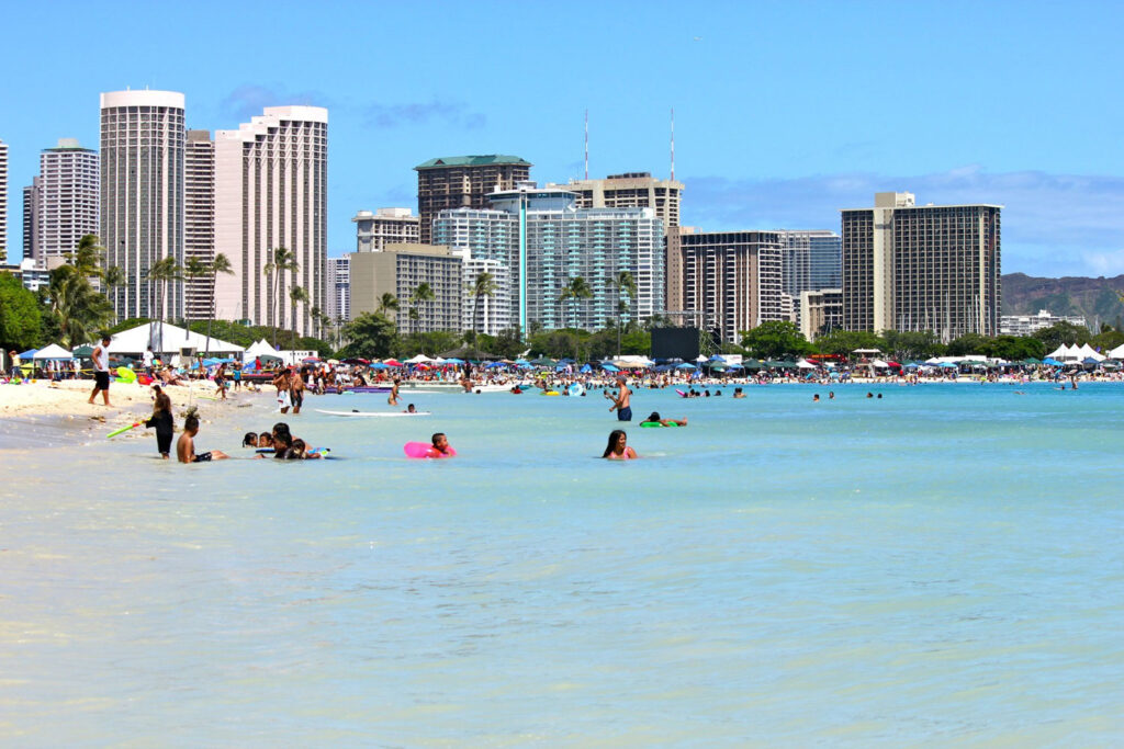Waikiki Beach, Honolulu, Hawaii.