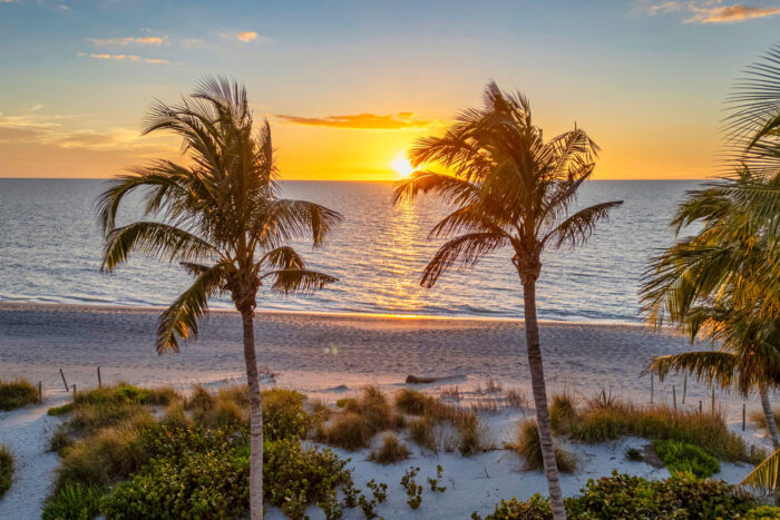 Solnedgång på Sanibel Island, Florida.