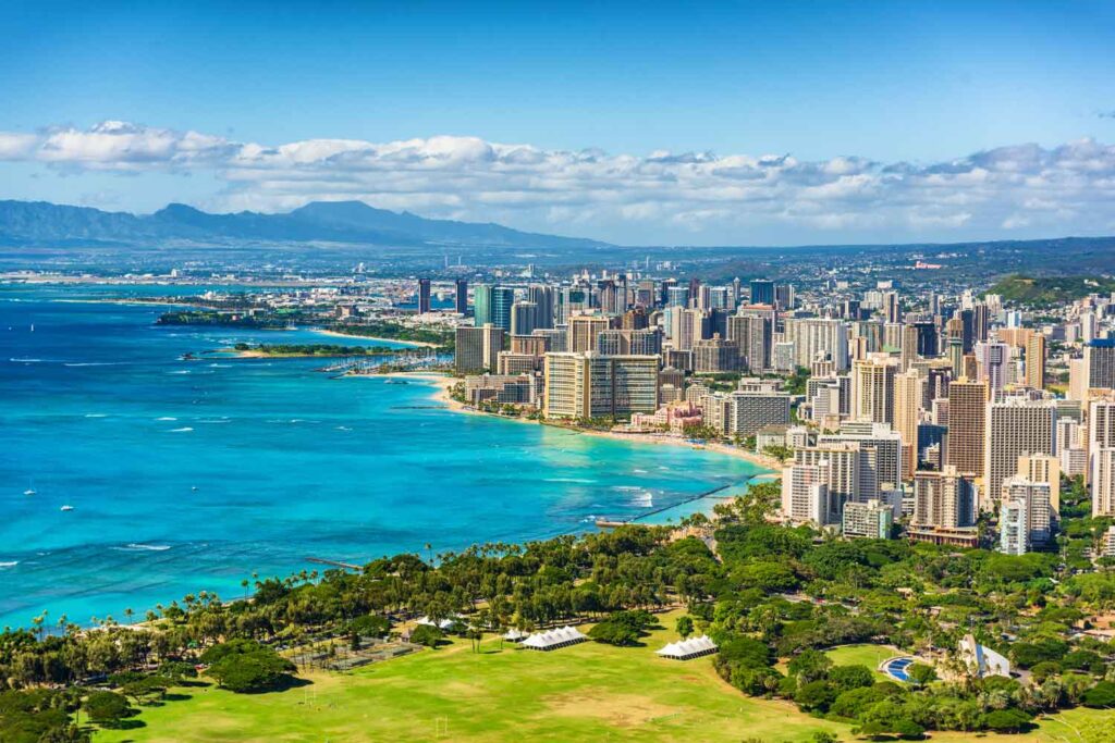 Staden Honolulu på Oahu, Hawaii.